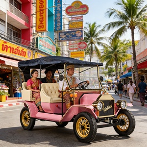 Carro de golf eléctrico clásico <span class=keywords><strong>retro</strong></span> de 5 plazas, 48V 5KW, para <span class=keywords><strong>alquiler</strong></span> en bodas, venta al por mayor - Product Image 3