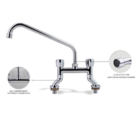 Robinet de cuisine commercial moderne vanne en céramique à double poignée en acier inoxydable laiton 8 "purificateur de montage sur pont poli répandu