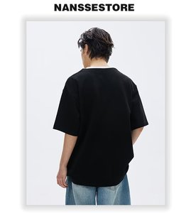 <span class=keywords><strong>Polo</strong></span> Casual Oversize da Uomo Estivo Nero con Scollo a V Manica Corta in Maglia 100% Cotone - Product Image 6