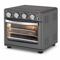 Four à toaster et friteuse à air électrique de comptoir en acier inoxydable avec panier de friture à air, grille et plaque de cuisson pour la cuisine domestique