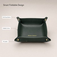 Plateau de rangement pliable en cuir PU Dice Roll pour clés, téléphone, bijoux, portefeuille, vente en gros, logo personnalisé