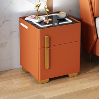 Table de chevet intelligente de luxe avec éclairage LED, charge sans fil, multifonctionnelle, options multicolores pour la chambre à coucher