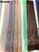 Nouvelle mode de robe de mariée perlée faite à la main robe de soirée en tulle maille luxueuse perle tissu en dentelle perlée