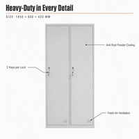 Armoire de rangement métallique à 2 portes, gain de place, compartiments verrouillables, en acier, pour vestiaire d'employés - Prix de gros