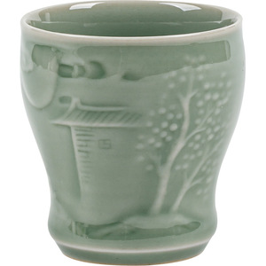 Taza de Té de Cerámica Guanlan Yue Kiln Celadon Shadow Carved, Taza de Degustación Personal, Estilo Chino Tradicional, Taza Individual - Product Image 5