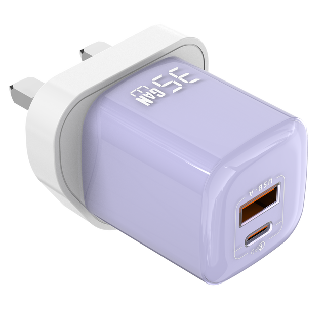 35W GaN USB C Wall Charger,Multiple Color Crystal 2 Port Compact Fast Charger Power Adapter for IPhone,Galaxy,Pixel,iPad Pro
