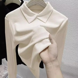 Women Long Sleeve Black Base Layer Shirt Stand Collar Slim Fit Autumn Winter Inner Wear Solid Color T-Shirt - Product Image 3