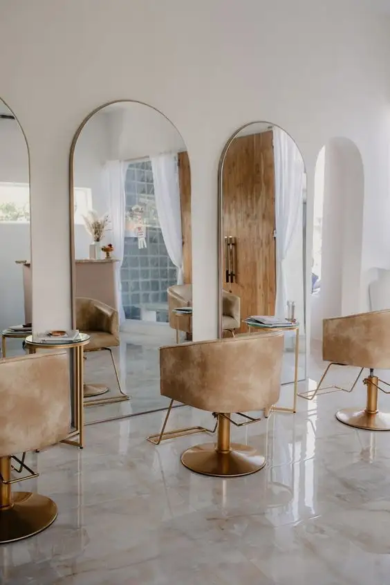 Camel kursi tukang cukur hidrolik, perlengkapan antik penata rambut pangkas bar Modern dengan cermin