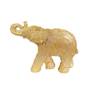 Ornement d'éléphant marchant sculpté en résine époxy artistique avec or saupoudré, modèle animal pour la maison, le porche, le meuble TV ou le bureau - Product Image 5