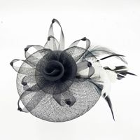 Mini-chapeau en tulle transparent et plumes, style défilé, pour mariée et cérémonie de thé