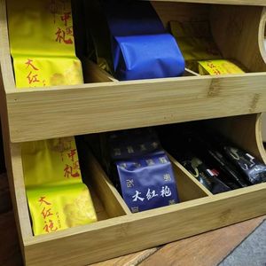 Caja de Almacenamiento de Bolsitas de Té de Madera de Varias Capas, Organizador de Café y Té de Madera Maciza con Compartimentos Pequeños, Estante de Almacenamiento para Escritorio - Product Image 1