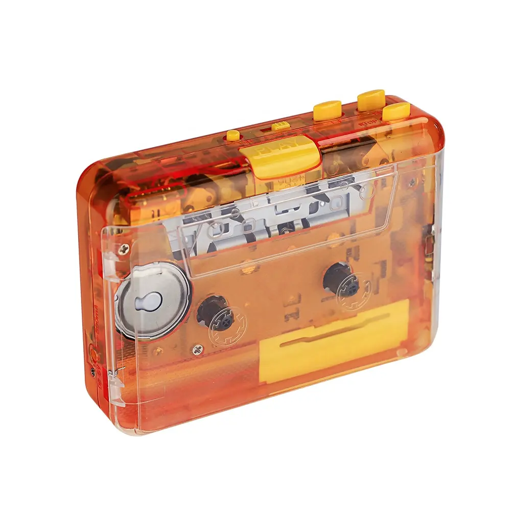 Retro OEM ODM şeffaf turuncu Stereo MP3 dönüştürücü bant kaset Walkman çalar