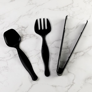 เครื่องใช้ในครัวพลาสติกสีดำ9.1 "ที่คีบ8.3" ช้อนเสิร์ฟ8.5 "ภาชนะที่ให้บริการบุฟเฟ่ต์ - Product Image 4