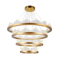 Большая Хрустальная светодиодная люстра с 4 кольцами, промышленный золотой круглый светильник, прозрачный подвесной светильник в виде айсберга