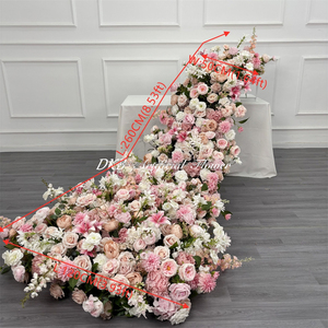 DKB Wholesale Handmade Wedding Mother's Day Table Flower Decoration <b>Pink</b> Artificial Big Flower Runner for Centerpiece <b>Backdrop</b> - Product Image 2