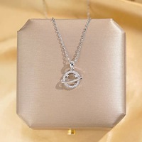 Ensemble de bijoux polyvalent simple zircone acier inoxydable planète pendentif collier