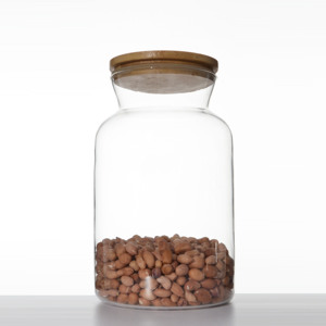 Wholesale Kitchen Spice/Coffee/Bean/Nuts Food Storage Containers Bottle Bamboo Lids Glass Jars