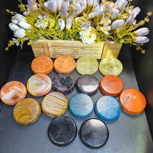 Pietra Palmare in Cristallo Misto Naturale Citrino e <span class=keywords><strong>Apatite</strong></span> <span class=keywords><strong>Blu</strong></span>, Occhio di Tigre Intagliato, Artigianato Curativo per Regali - Prezzo all'Ingrosso - Product Image 2