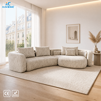 Modernes Gebogenes L-förmiges Cloud-Sofa aus Bouclé-Chenille-Stoff mit Kissen Übergroßes Modulares Ecksofa Wohnzimmermöbel