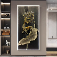 Maison de luxe Design lumière LED cerf animaux diamant cristal porcelaine tenture murale décor peinture