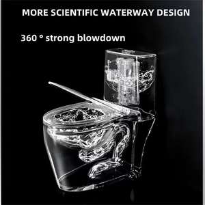 WC monobloc moderne en céramique à double chasse, à siphon, noir, avec accessoires de salle de bain colorés pour la maison, sortie au sol, siphon en P - Product Image 5