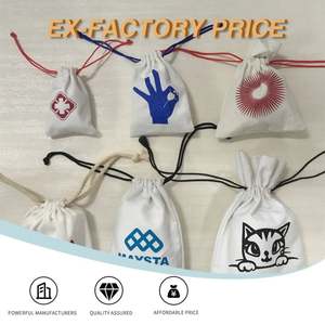 Sac en coton à cordon de serrage portable, résistant et tendance, petit sac cadeau avec logo - Product Image 2