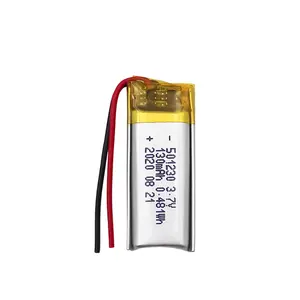 מכירה חמה סוללת ליפו 501230 130mAh 3.7V סוללת ליתיום יון נטענת לאוזניות