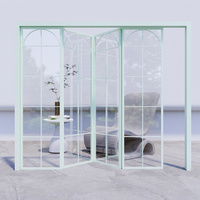 Puertas arqueadas elegantes de aleación de aluminio Marco negro Arco blanco y rejillas de vidrio para la estética del hogar