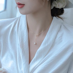 Collar de Perlas de Agua Dulce Naturales en Forma de Y, Plata 925, Chapado en Oro, Estilo Retro Chic, Diamante Versátil, Accesorio para Clavícula, Internet - Product Image 3