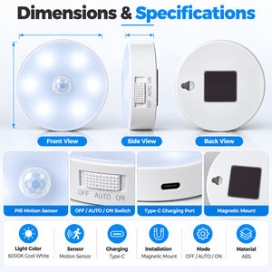 LED Motion Sensor Ceiling Light 6000K Cool <b>White</b> PIR Sensor Flush Mount Ceiling Lamp for Hallway Stairway Closet - Product Image 5