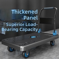 Chariot à plateforme pliable portable avec plateau en HDPE, roues silencieuses et poignée confortable – Idéal pour entrepôt, bureau, maison
