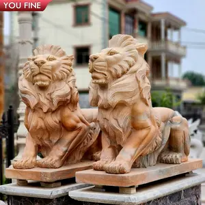Schlussverkauf große Gartenmarmor-Löwenstatue
