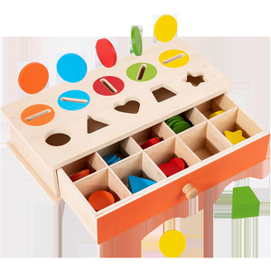 Montessori portamonete per bambini che imparano il gioco di cognizione di forma geometrica all'inizio del colore educativo giocattoli di smistamento per bambini in legno - Product Image 5