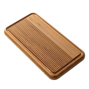 Bandeja de té tallada en madera maciza con drenaje, hecha de palisandro, una sola pieza de madera maciza, para uso doméstico, que exuda un ligero toque de lujo. - Product Image 2