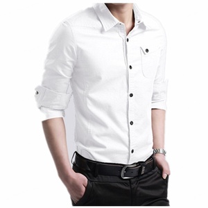 เสื้อเชิ้ตผู้ชายแขนยาวทรงเข้ารูปสีเทา ผ้าฝ้าย 100% แบบสั่งทำพิเศษ - Product Image 5