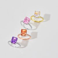 Anillo de Compromiso y Boda Dylam de Plata de Ley 925 con Halo de Diamantes Simulados, Corte 8A, Zirconia Cúbica