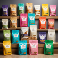 Sac pochette debout avec impression personnalisée litière pour chat nourriture pour chat emballage en papier kraft sac de nourriture pour animaux de compagnie sac de papier d'emballage de friandise pour nourriture pour chien