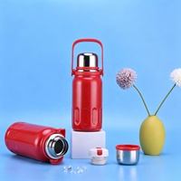 Bouteille isotherme à double paroi en acier inoxydable avec infuseur à thé intégré, poignée de transport et couvercle sécurisé pour café chaud, thé, voyage
