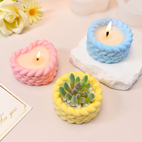 Moule en silicone 3D en forme de corde de chanvre pour pot à bougie, bougeoir en ficelle en forme de cœur, pot à fleurs en béton pour plantes succulentes, moules en résine DIY