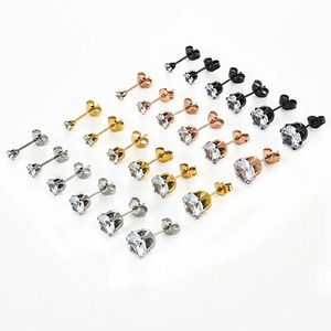 1 Par de Aretes de Acero Inoxidable con Circonita, 3/4/5/6/7/8MM, Aretes Redondos con Diamantes Simulados para Mujeres y Hombres, Joyería para Fiestas - Product Image 1