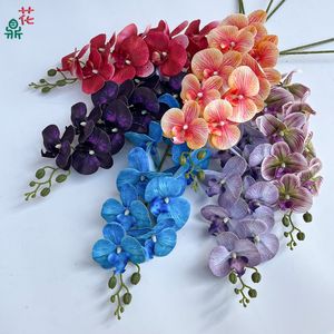 Orchidées Phalaenopsis à neuf têtes, fleurs en soie, gaufrage, façonnage du tige, décoration de mariage, fleurs artificielles - Product Image 2
