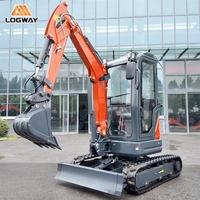 Mini-excavatrice LOGWAY avec climatiseur de toit en option, livraison gratuite, conception compacte pour travaux en verger