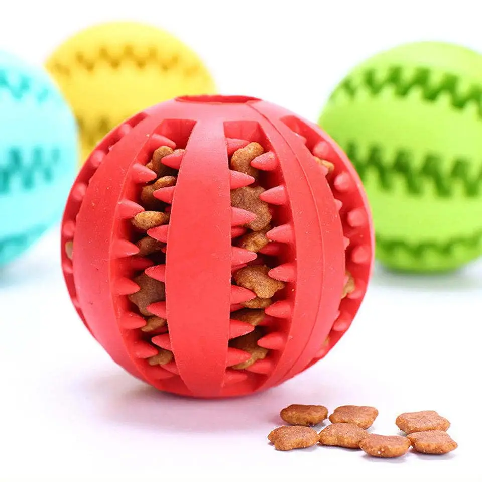 Pet Toys Treat Ball Langlebiges Gummi Kau spielzeug Zahn reinigung Futter Abgabe Gummiball Kau spielzeug für Hund