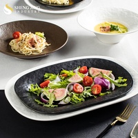 Plats et assiettes de poisson en céramique mate personnalisés nordiques pour Restaurant vaisselle hôtel pierre motif dîner servant poterie ovale Platon