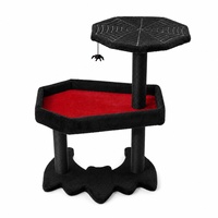 Arbre à chat d'Halloween en gros avec plateforme toile d'araignée, base en forme de chauve-souris, poteaux enroulés de corde pour chats d'intérieur OEM ODM