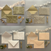 Ensemble d'invitations personnalisées avec monogramme en feuille d'or, enveloppes en velours colorées, pour mariage, fête, festival, envois par courrier