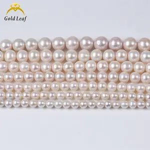 Goldleaf Wholesale White Round Natural Loose Pearls Real Natural Freshwater Natural Pearl Chain Jewelry Natural Pearls