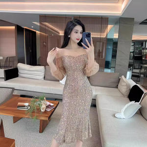 ウェディングディナーパーティー 女性用 長袖 エレガント ボールガウン イブニングドレス プロムドレス スリムフィット フィッシュテールドレス - Product Image 4