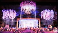 Rideau rond en cristal de fleurs en ficelle blanc beige noir en gros pour la décoration de plafond de mariage