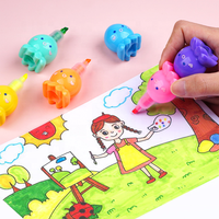 6 Buah/Set Stabilo Desain Gurita Kawaii 5 Warna Pena Spidol Neon Bertumpuk DIY Kreatif Alat Tulis Estetika untuk Anak-anak